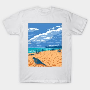 Waimea Bay Beach in Pupukea Marine Life Conservation District North Shore Oahu Hawaii USA WPA Art Deco Poster T-Shirt